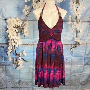 Lagaci Women's Mini Halter Dress Beaded Beach